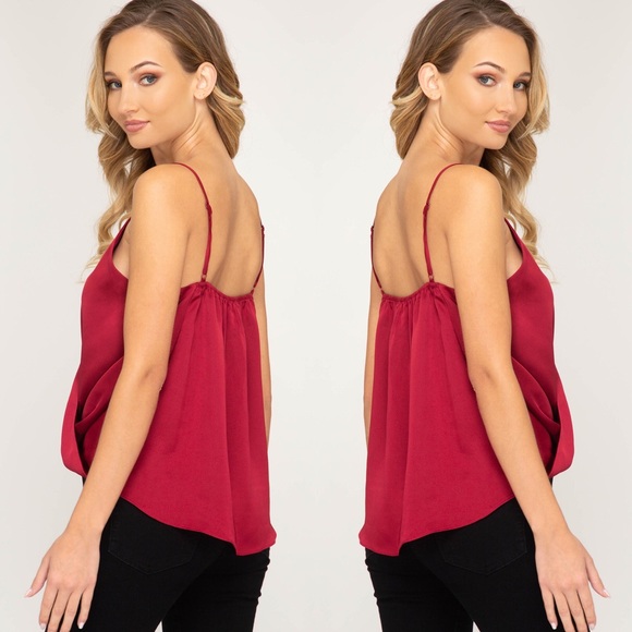 Red Satin Cami Top - Picture 3 of 3